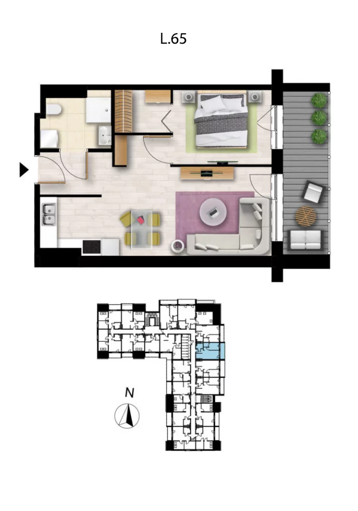 Apartament 42,13 m², piętro 3, oferta nr L57, Sunset Resort, Grzybowo, ul. Nadmorska 106